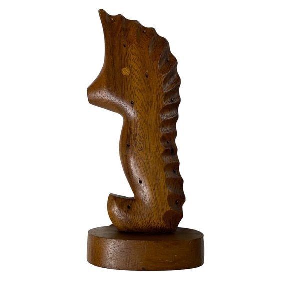 Wood Seahorse Toothpick Holder MCM Mid Century Modern Beach Coastal Decor u - Picture 2 of 8